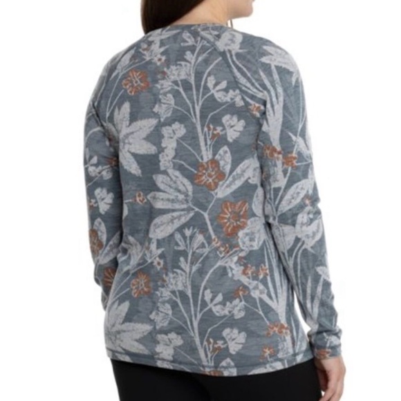 Smartwool crew neck Merino Wool base layer top Winter Sky floral women’s 1X NEW - Picture 5 of 8